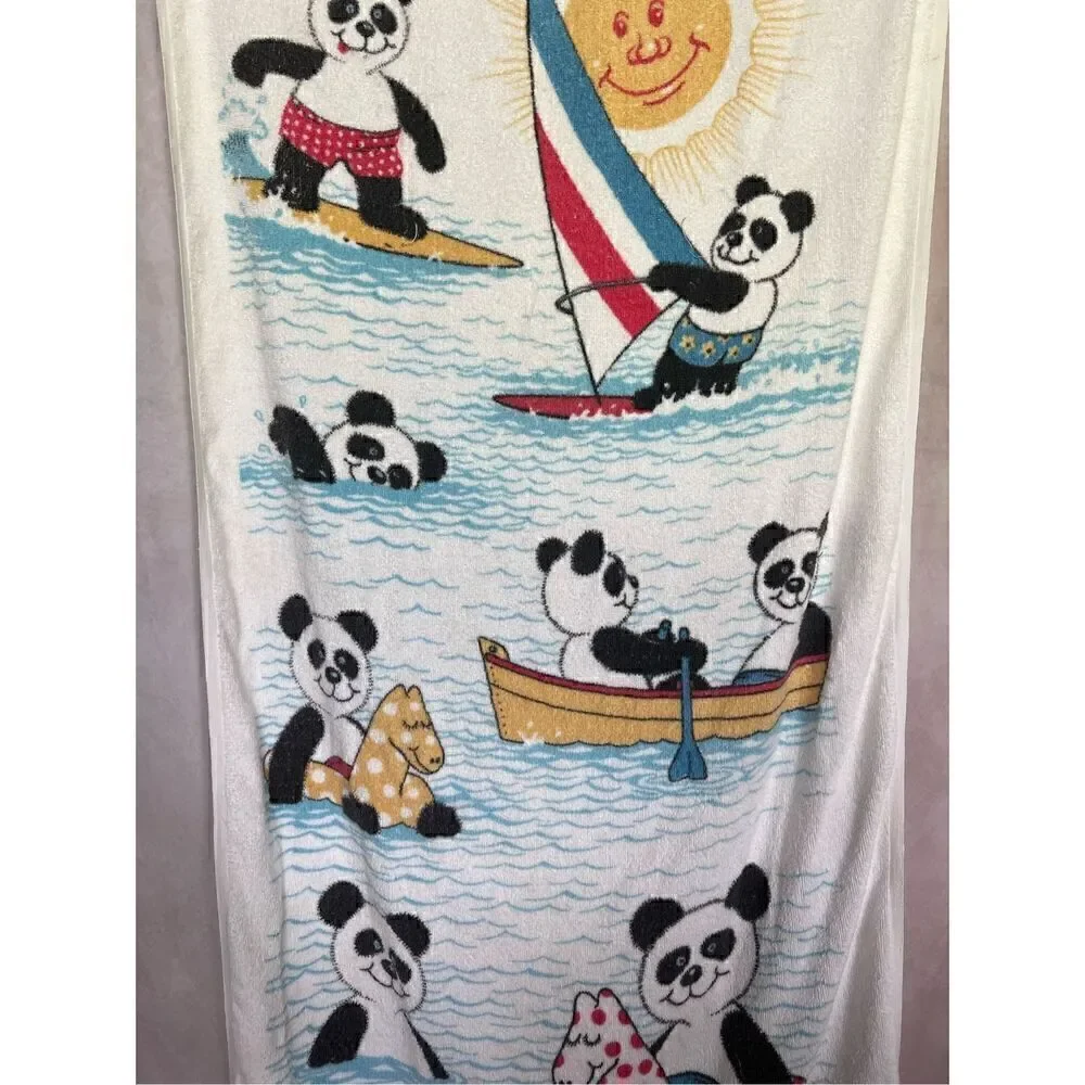 Vintage Beach Towel Pandas
